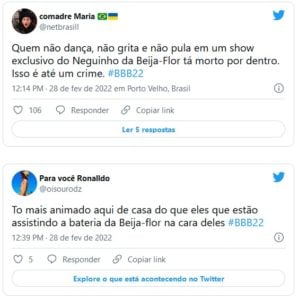 Internautas reagiram ao desânimo dos brothers do BBB22 com a festa de Carnaval (Foto: Reprodução / Globoplay)