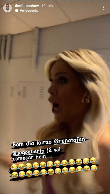 Denílson surpreendeu Renata Fan nos bastidores (Foto: Reprodução)