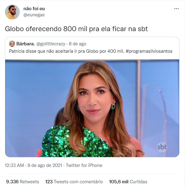 Publicação falando sobre Patríca Abravanel (Foto: Reprodução)