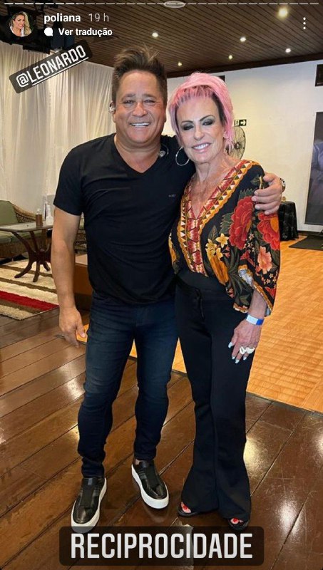 Leonardo e Ana Maria Braga nos bastidores de um show (Foto: Reprodução)