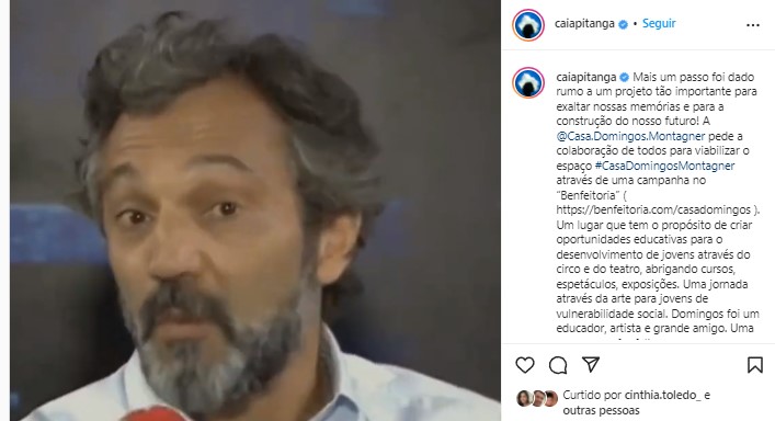 Camila Pitanga e viúva de Domingo Montagner mantém um projeto social com o nome do ator