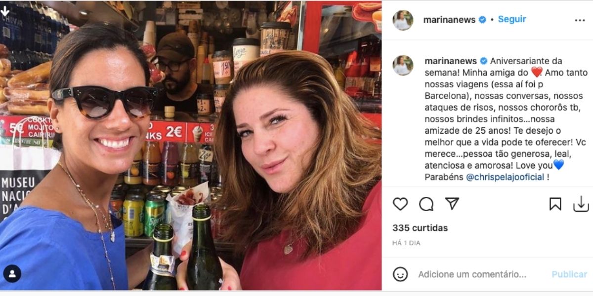 Marina Araújo declara amor para Christiane Pelajo.