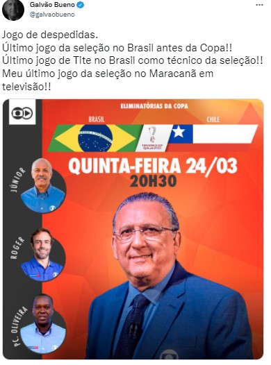 Galvão Bueno anunciou seu último jogo no Maracanã