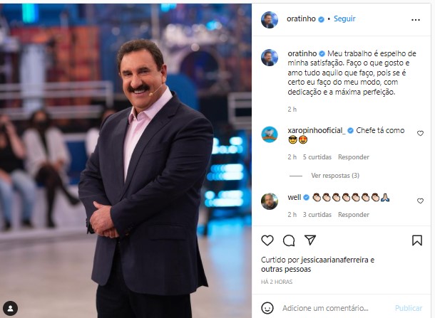 Ratinho falou sobre sua rotina no SBT através de uma publicação no Instagram