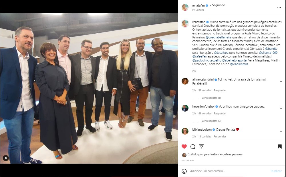 Renata Fan falou sobre sua participação no Roda Viva da TV Cultura