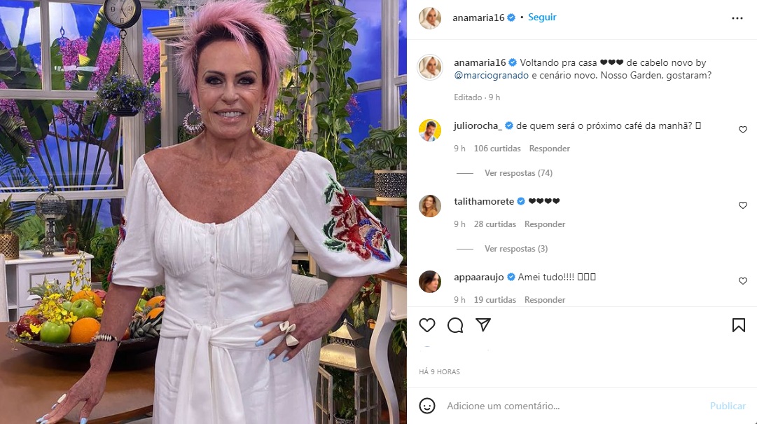 Ana Maria Braga volta com visual e choca fãs (Reprodução: Instagram)