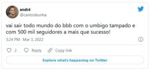 Jade Picon cobria o umbigo no início do BBB22 e agora é Eslovênia (Foto: Reprodução / Twitter)