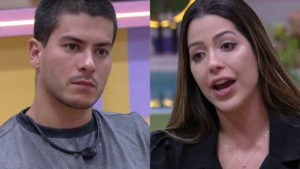 Laís Caldas no BBB22; dermatologista reclamou de reação de Arthur Aguiar com brincadeira (Foto: Reprodução / Globoplay)