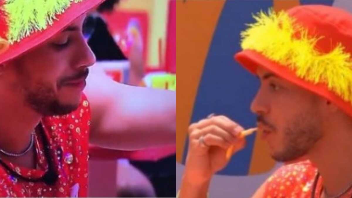 BBB22: Arthur Aguiar se acaba na comida em ação patrocinada (Foto: Reprodução/Montagem)