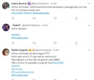 Artur Aguiar se machucou e foi desclassificado da prova do líder do BBB22; web se revoltou (Foto: Reprodução / Twitter)