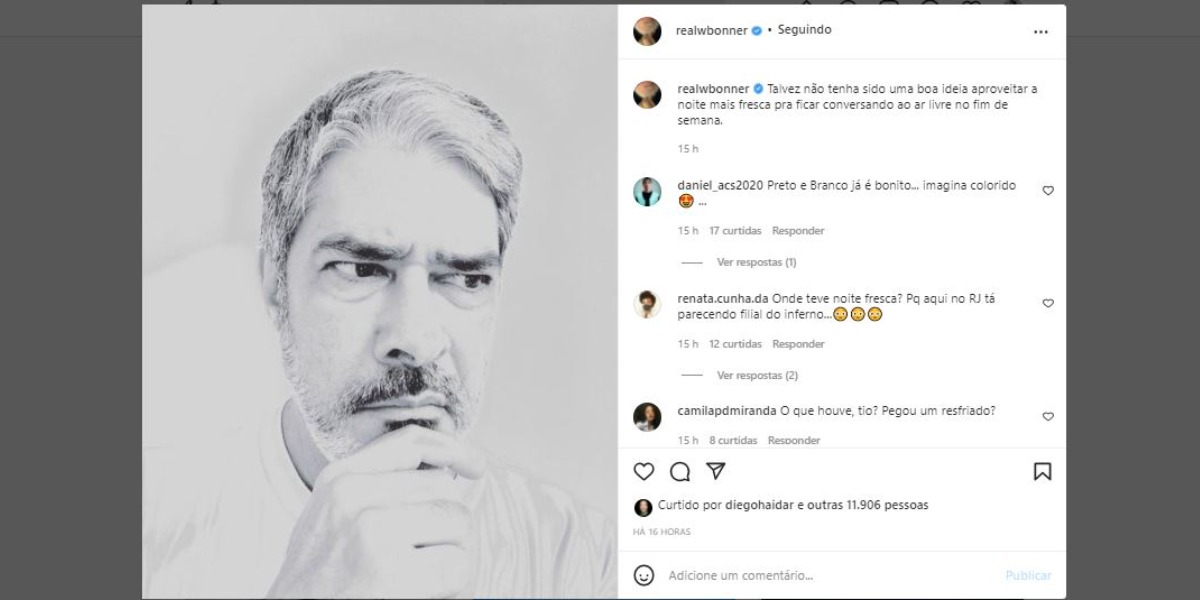 William Bonner fez publicação misteriosa nas redes sociais (Foto: Reprodução/Instagram)