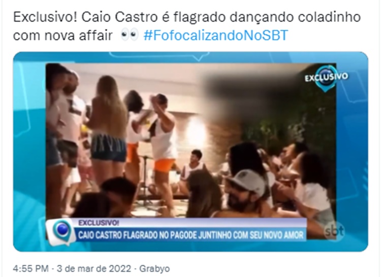 Com exclusividade o "Fofocalizando" flagrou momentos íntimos de Caio Castro com Daiane de Paula (Reprodução/ Twitter)