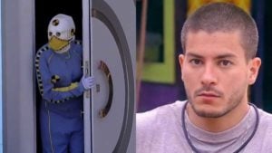 BBB22: Arthur Aguiar respira aliviado ao perceber que o Dummy não é Jade Picon (Foto: Reprodução/Montagem)