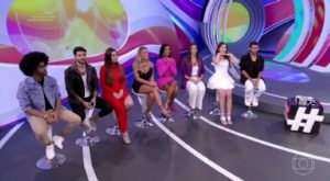 Eliminados do BBB22 estiveram ao lado de Tadeu no estúdio (Foto: Reprodução / Globoplay)