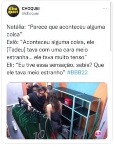 Web não deixou passar batido o desânimo de Tadeu no BBB22, devastado com o acidente de Rodrigo Mussi (Foto: Reprodução / Twitter)