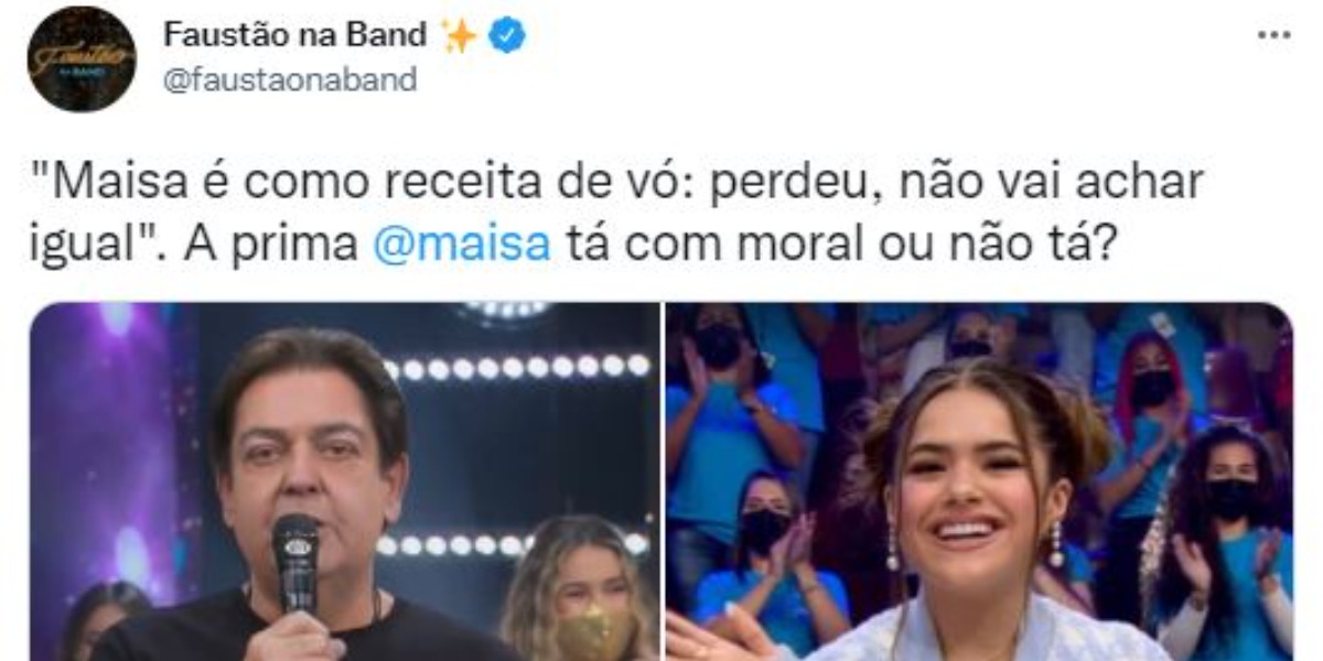 Faustão e Maisa na Band (Foto: Reprodução/Twitter)