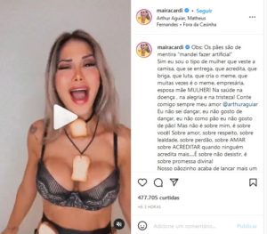 Maíra Cardi surpreendeu os seguidores em defesa do marido no BBB22 (Foto: Reprodução / Instagram)