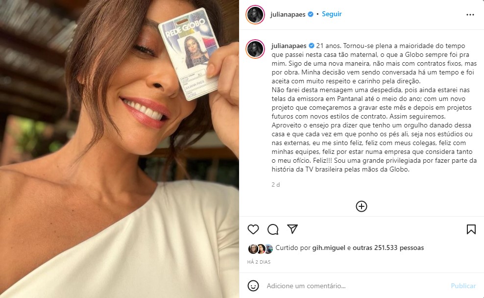 Compartilhamento de Juliana Paes no Instagram - Foto: Reprodução