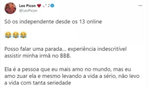  Leo Picon, irmão de Jade Picon do BBB22 (Foto: Reprodução / Twitter)