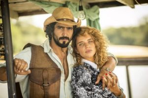 José Leôncio (Renato Góes) e Madeleine (Bruna Linzmeyer) - 'Pantanal' (Foto: Reprodução / Globo / João Miguel Júnior)