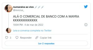 Web reagiu ao comercial estrelado por Maíra Cardi fazendo alusões ao seu marido que está no BBB22 (Foto: Reprodução / Twitter)