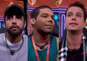 Scooby, Vyni e Gustavo estão no oitavo paredão do BBB22 (Foto: Reprodução / Globoplay)