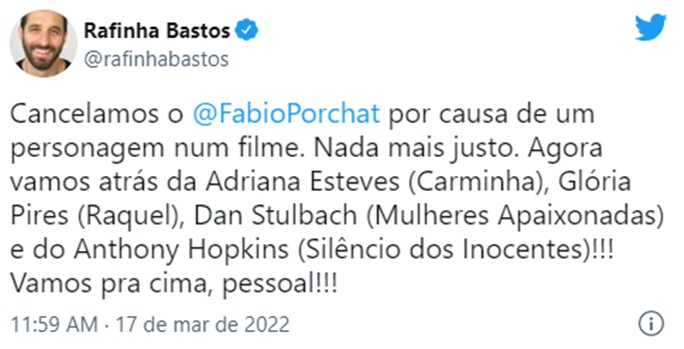 Rafinha Bastos debocha da situação de Fábio Porchat e defende com ironia o amigo