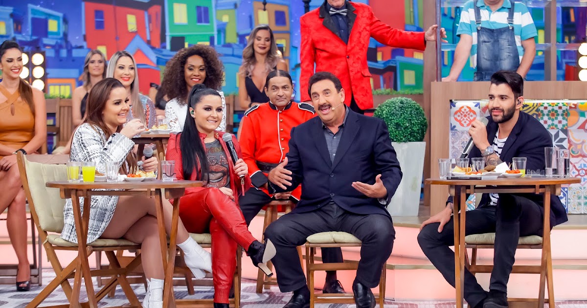 Maiara e Maraisa e Gusttavo Lima no "Boteco do Ratinho" (Foto: Divulgação/SBT)