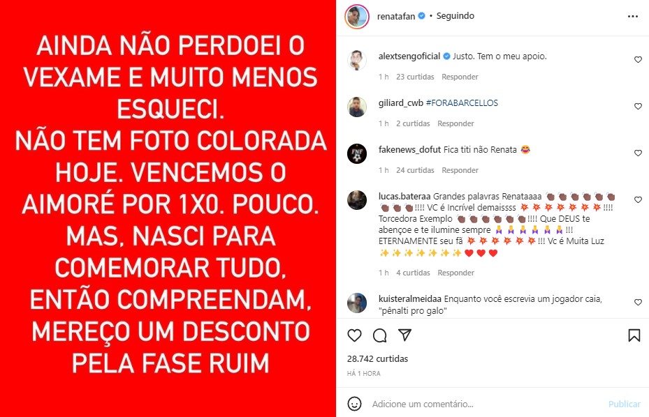 Renata Fan se mostrou decepcionada (Foto: Reprodução)