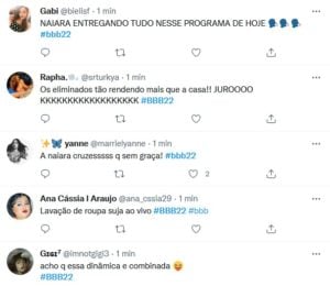 Internautas se divertem com lavação de roupa suja dos eliminados do BBB22 (Foto: Reprodução / Twitter)