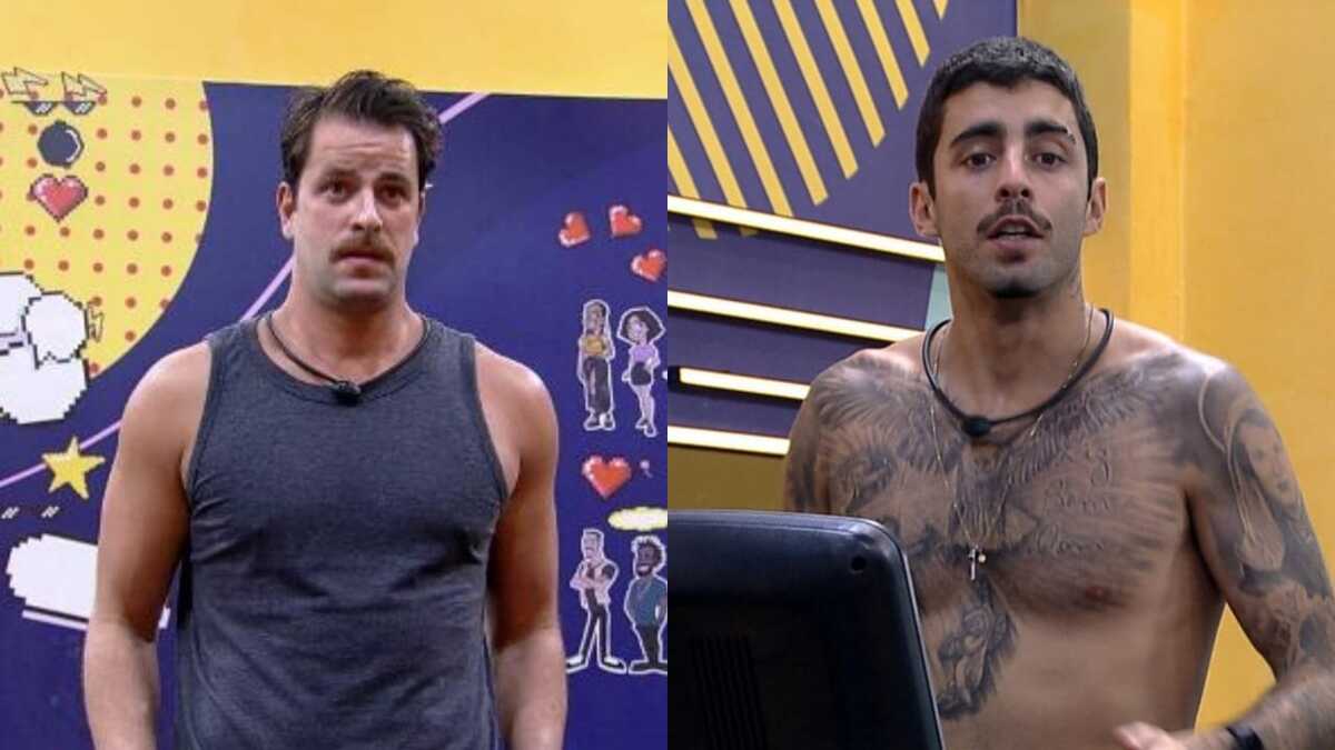 BBB22: Pedro Scooby conversa com Gustavo e Douglas na academia (Foto: Reprodução/Montagem)