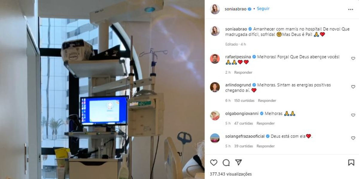 Sonia Abrão revelou que a mãe, Cecília Abrão, está internada após mais uma queda (Foto: Reprodução/Instagram)