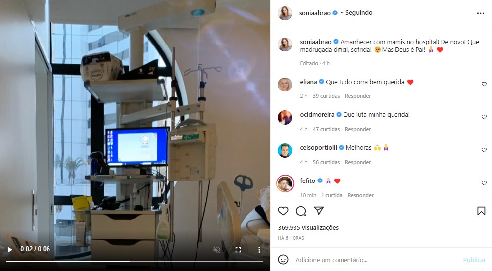 Sonia Abrão contou que sua mãe voltou a ser hospitalizada (Foto: Reprodução)