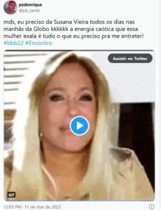 Atriz criticou eliminação de Jade do BBB22 (Foto: Reprodução / Twitter)