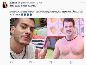 Web ovacionou Arthur e detonou Jade no Jogo da Discórdia (Foto: Reprodução / Twitter)