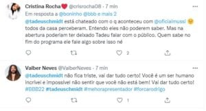 Internautas comentaram Tadeu no BBB22, devastado com o acidente de Rodrigo Mussi (Foto: Reprodução / Twitter)