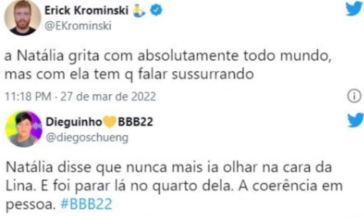 BBB22: Repercussão na web das atitudes de Natália (Foto: Reprodução/Montagem/Twitter)