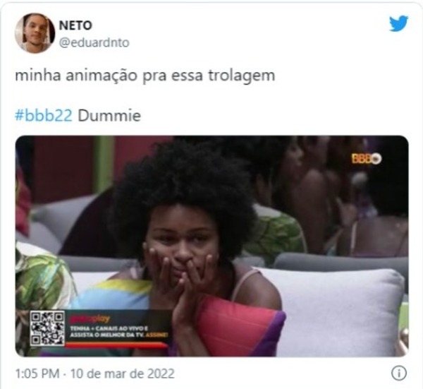 BBB22: Reação de internauta no Twitter (Foto: Reprodução)