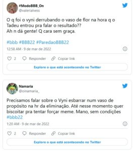 Internautas detonaram mais uma trapalhada de Vyni no BBB22 (Foto: Reprodução / Twitter)