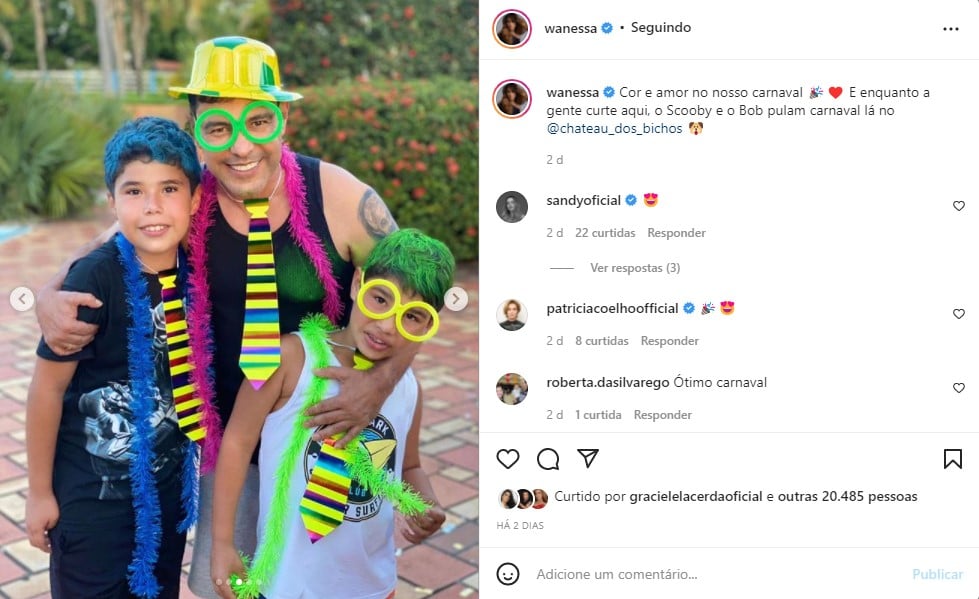 Nas redes sociais, Wanessa expõe Carnaval em família (Foto: Reprodução)