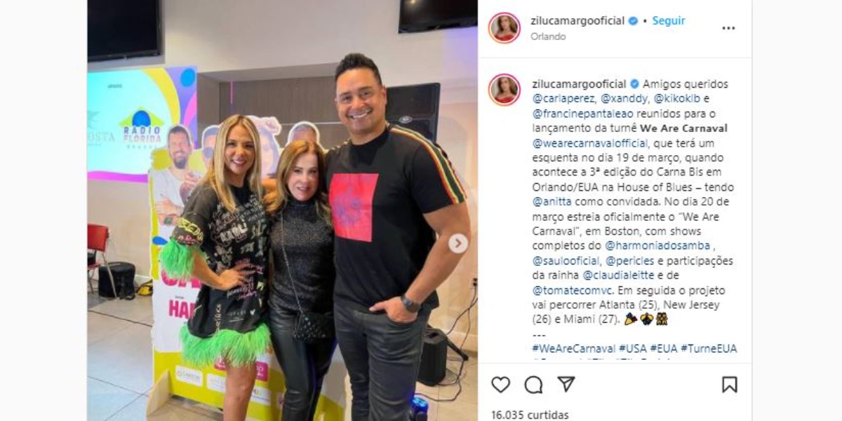 Zilu com Xanddy e Carla Perez (Foto: Reprodução/Instagram)