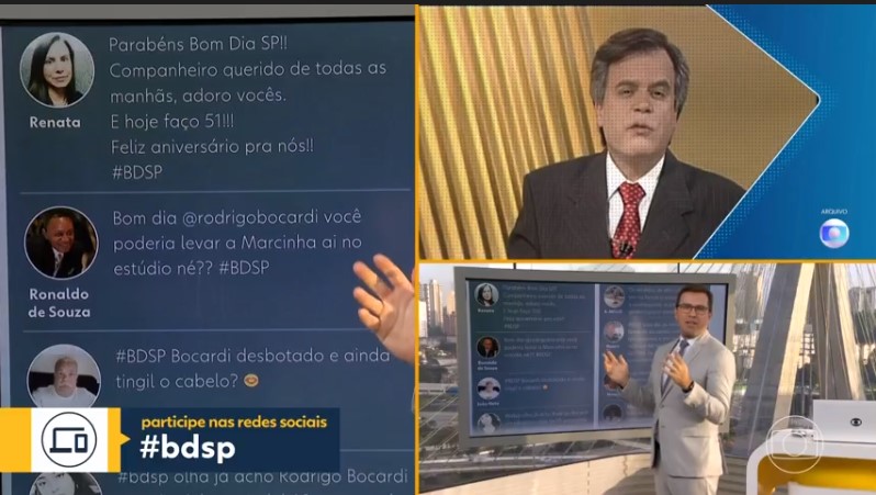 Bocardi mostrou antigos apresentadores do BDSP