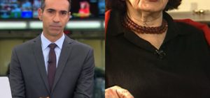 César Tralli se emocionou ao prestar tributo para Lygia Fagundes Telles no Jornal Hoje- Foto: Montagem/TV Foco