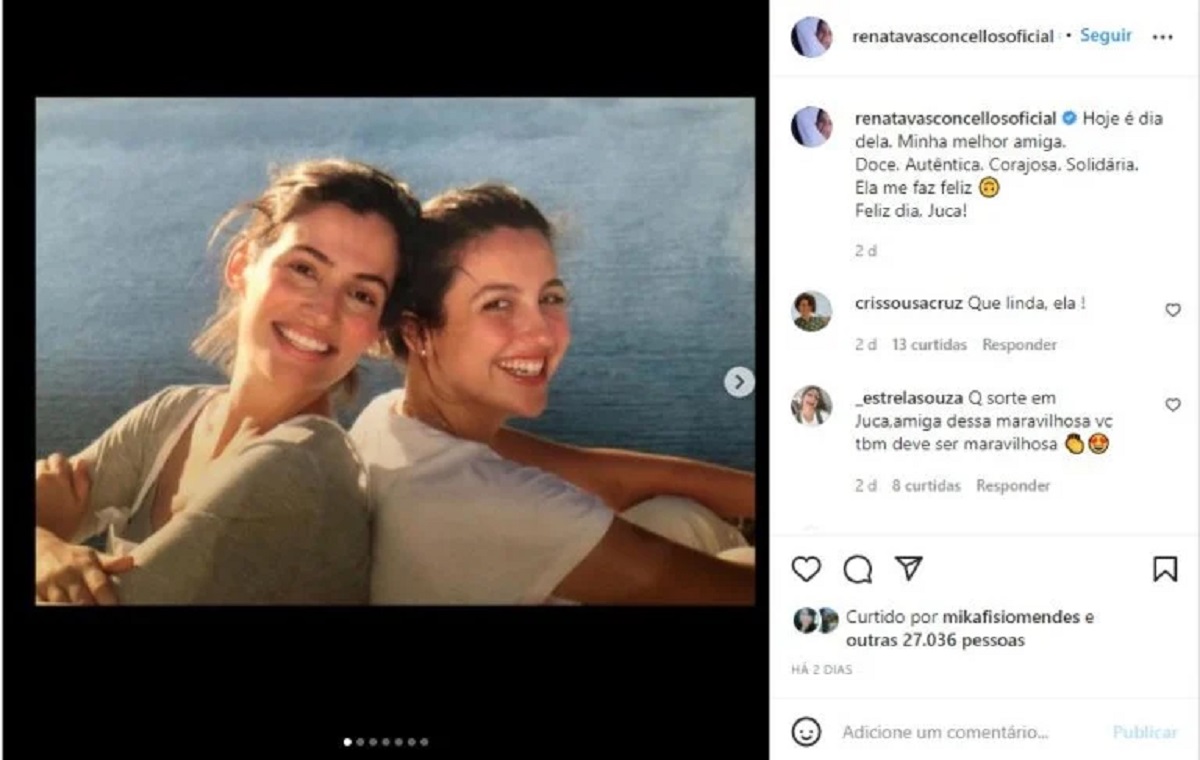 Declaração de Renata Vasconcellos para amiga em seu perfil no Instagram (Foto: Reprodução)