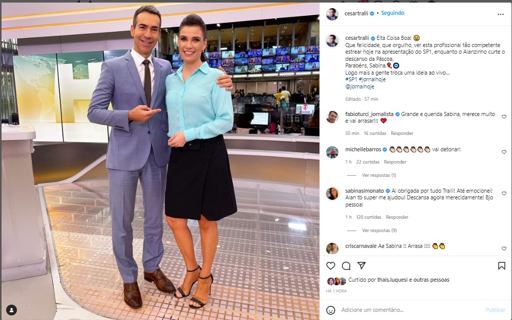 Tralli deu as boas vindas para Sabina Simonato nas redes sociais