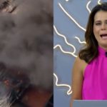 Adriana Araújo e o incêndio (Montagem: TV Foco)