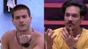 BBB22: Arthur Aguiar fica pistola com Eliezer (Foto: Reprodução/Montagem)