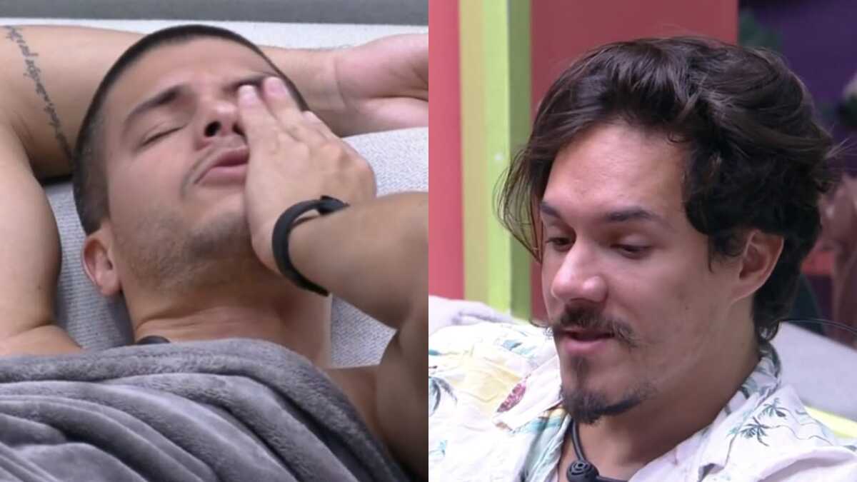 BBB22: Arthur Aguiar e Eliezer conversam na sala (Foto: Reprodução/Montagem)