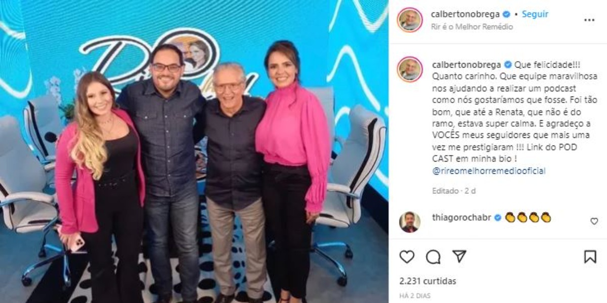 Carlos Alberto de Nóbrega com Renata Domingues, Mateus Ceará e Bianca Campos (Foto: Reprodução/Instagram)