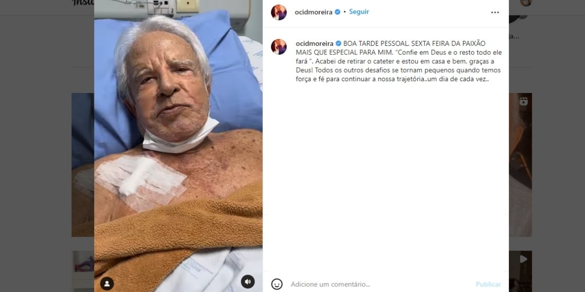 Cid Moreira é internado aos 94, surge em maca de hospital e passa por cirurgia: "Um dia de cada vez"